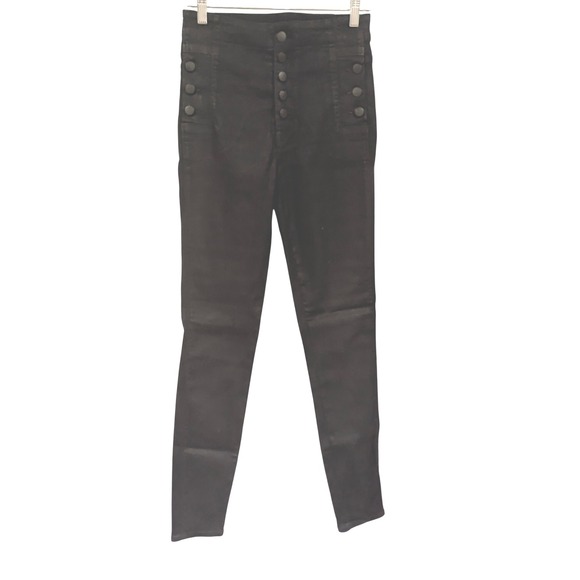 J Brand Natasha Fearful High Rise Button Front Skinny Black Jeans - Picture 1 of 7